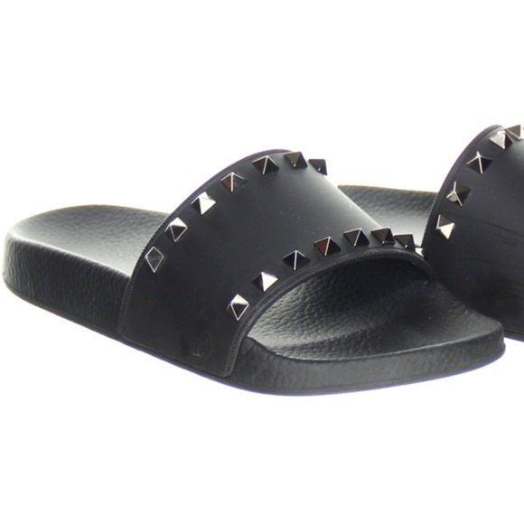 Valentino Shoes - VALENTINO GARAVANI Rockstud Slide Sandal Black